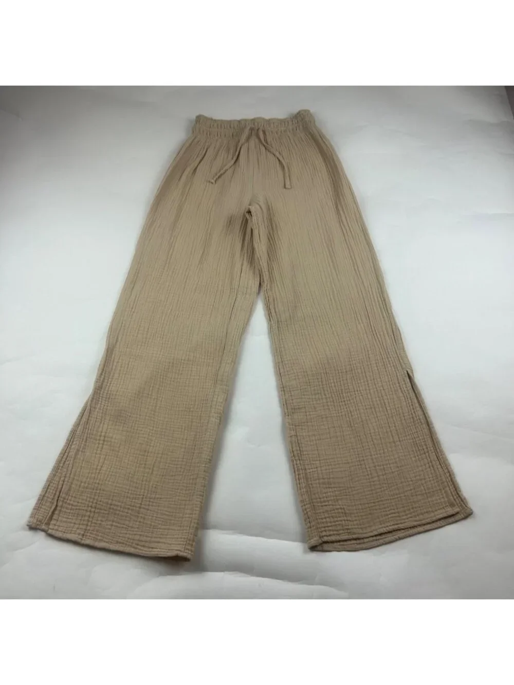 Magaschoni Khaki Crinkle Organic Cotton Lounge Pant XS